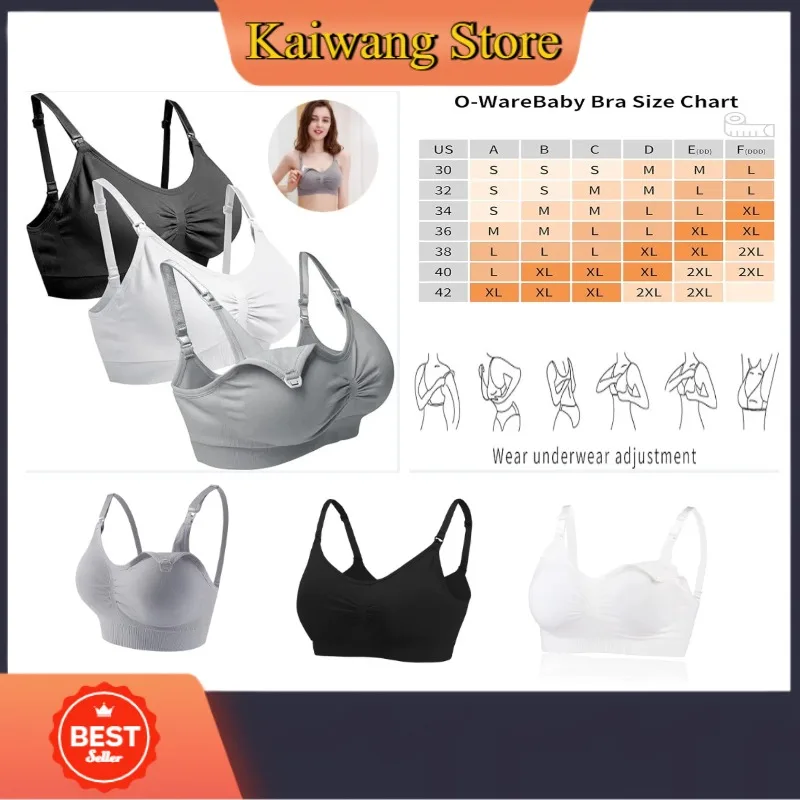 Soft Nursing Bras for Women Comfortable Maternity Bras Seamless Breastfeeding Bras with Easy Access Clips, Pregnancy Postpartum