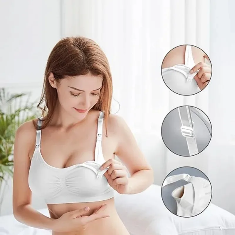 Soft Nursing Bras for Women Comfortable Maternity Bras Seamless Breastfeeding Bras with Easy Access Clips, Pregnancy Postpartum