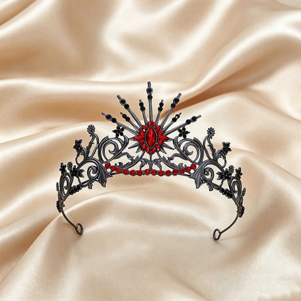 1/2pcs Hip-hop Punk Style Cool Fashion Gorgeous Mysterious Red Crown Set Bride Character Midnight Party Outfit Hair Accessory