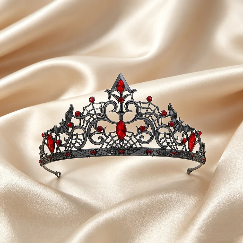 1/2pcs Hip-hop Punk Style Cool Fashion Gorgeous Mysterious Red Crown Set Bride Character Midnight Party Outfit Hair Accessory