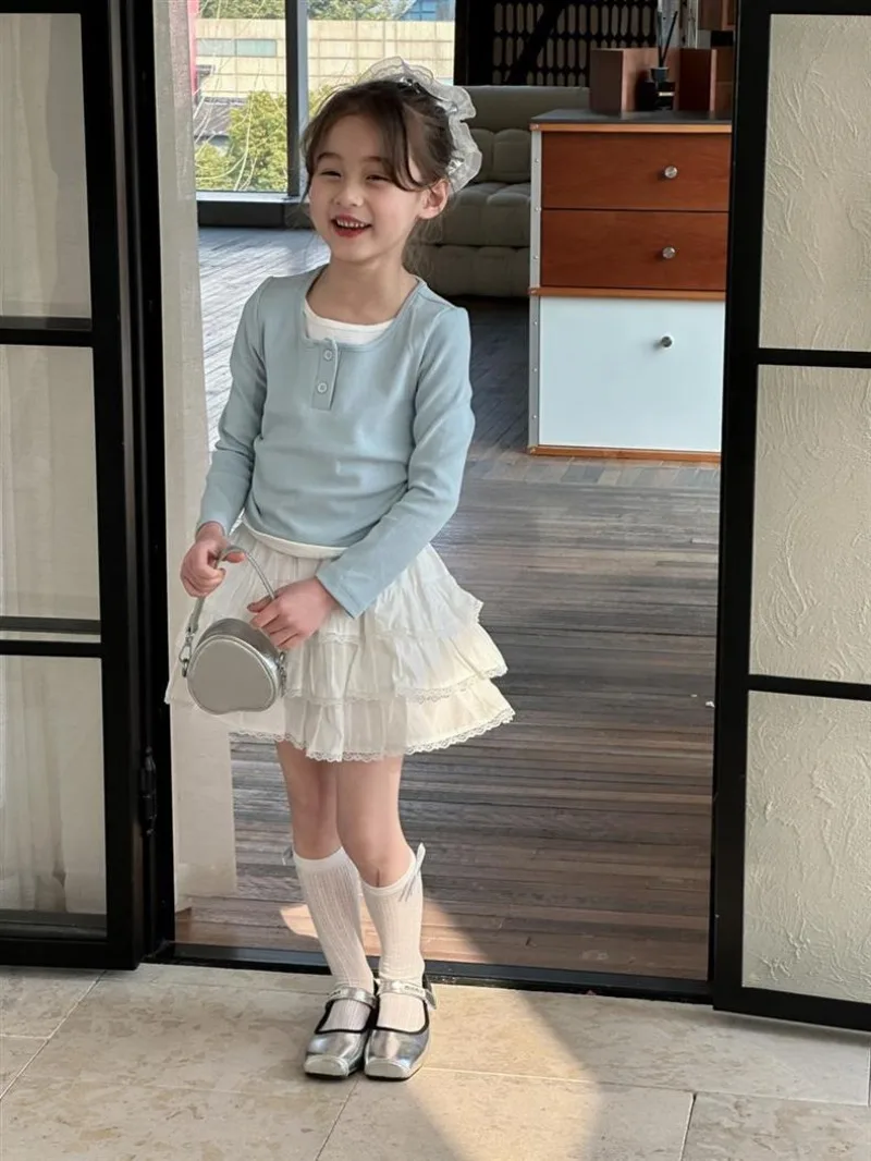 RAISE Summer Kids Girls Skirt White Children Girls Bubble Cake Skirts Elastic Waist Infant Baby Girl Lace Skirt 1-12Y Girl Dress
