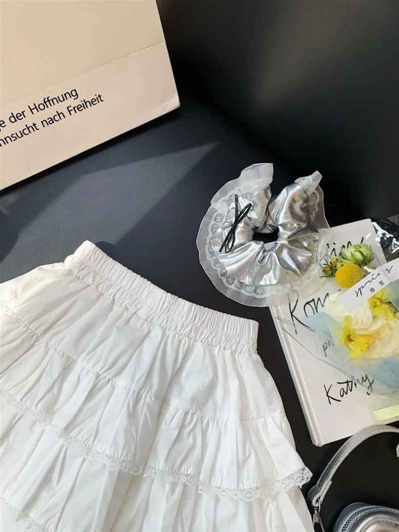 RAISE Summer Kids Girls Skirt White Children Girls Bubble Cake Skirts Elastic Waist Infant Baby Girl Lace Skirt 1-12Y Girl Dress