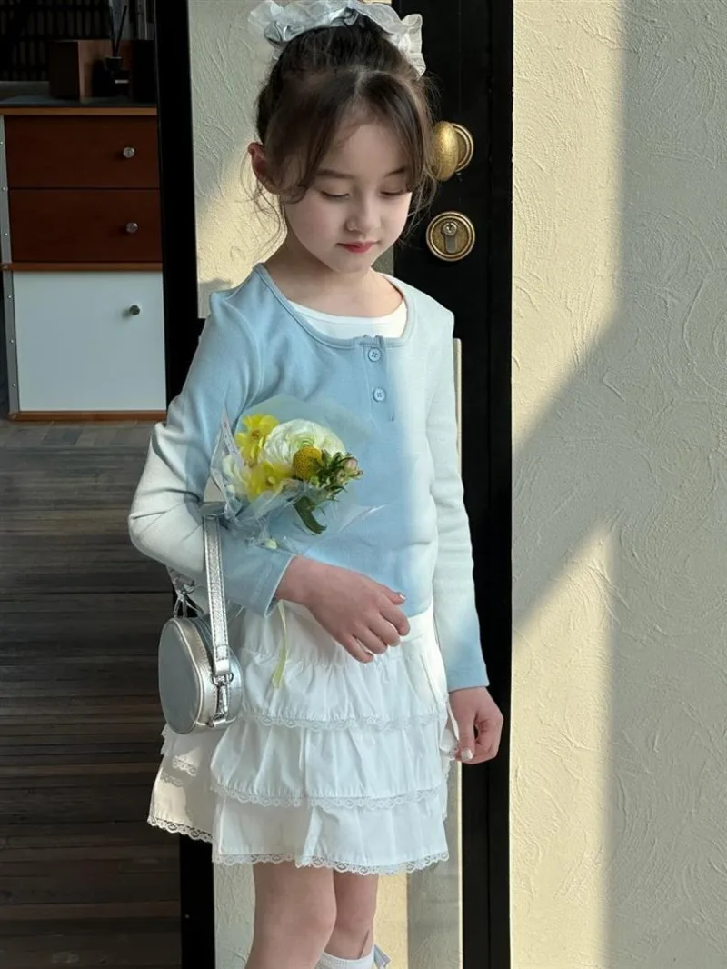 RAISE Summer Kids Girls Skirt White Children Girls Bubble Cake Skirts Elastic Waist Infant Baby Girl Lace Skirt 1-12Y Girl Dress