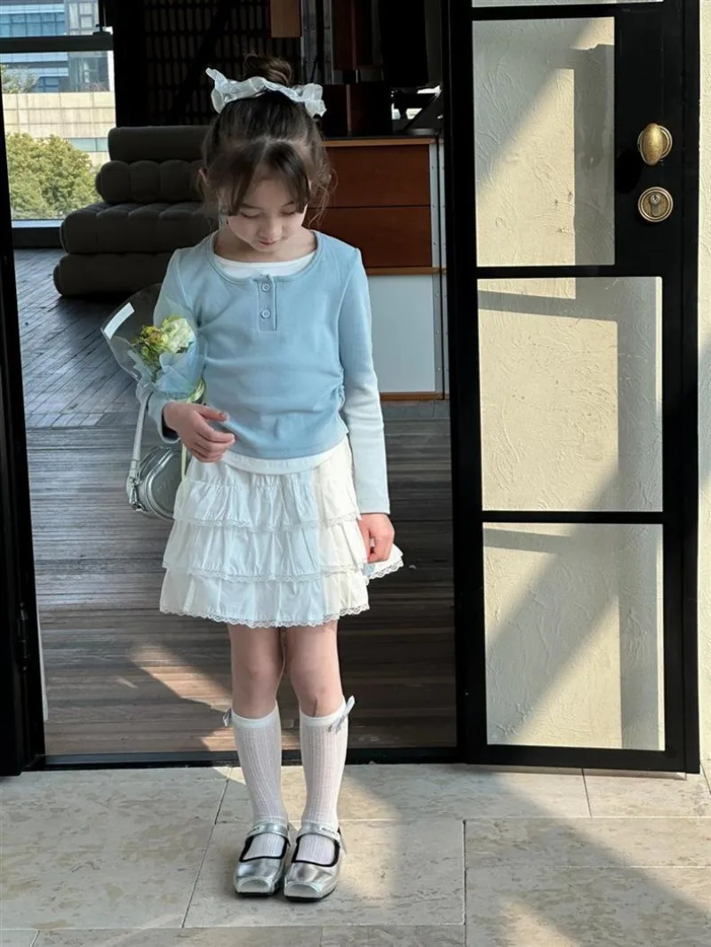 RAISE Summer Kids Girls Skirt White Children Girls Bubble Cake Skirts Elastic Waist Infant Baby Girl Lace Skirt 1-12Y Girl Dress