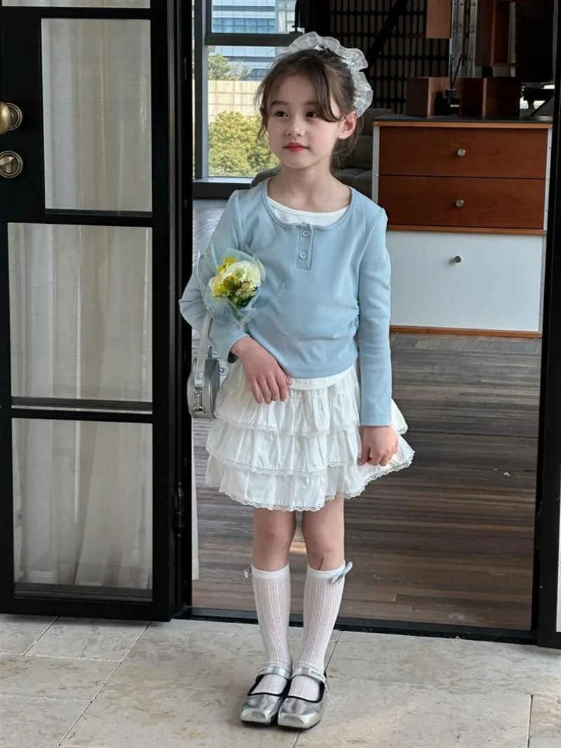 RAISE Summer Kids Girls Skirt White Children Girls Bubble Cake Skirts Elastic Waist Infant Baby Girl Lace Skirt 1-12Y Girl Dress
