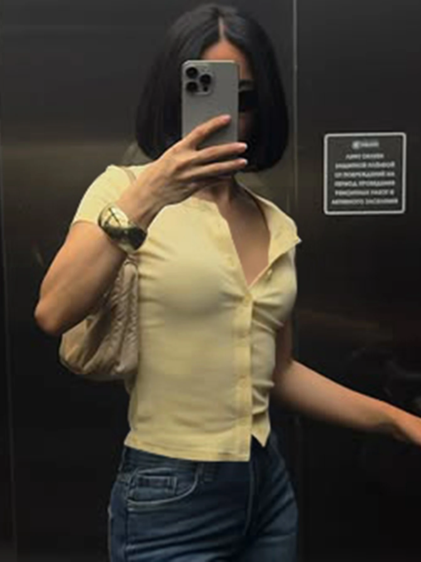 Dulzura O-Neck Short Sleeve Single Breasted Slim Cardigan Top Women'S Solid Casual Versatile Top Party Club Street Summer Outfit