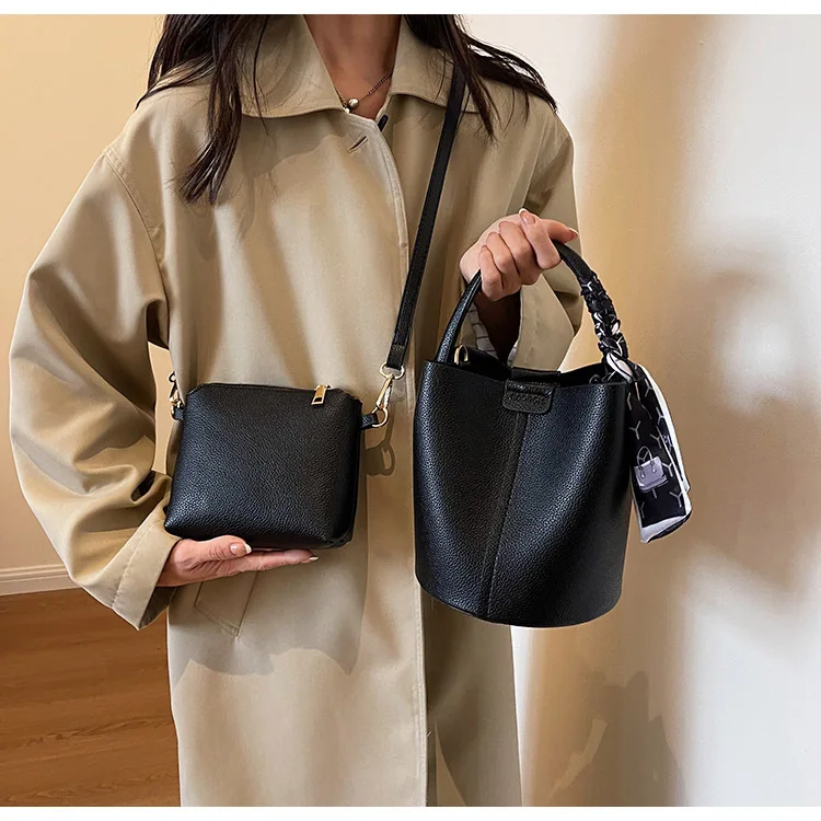 2026 Hot Selling Simplicity High-end Women's Crossbody Red Bag PU Material Versatile Bucket Bag Fashion Handbag Commuting