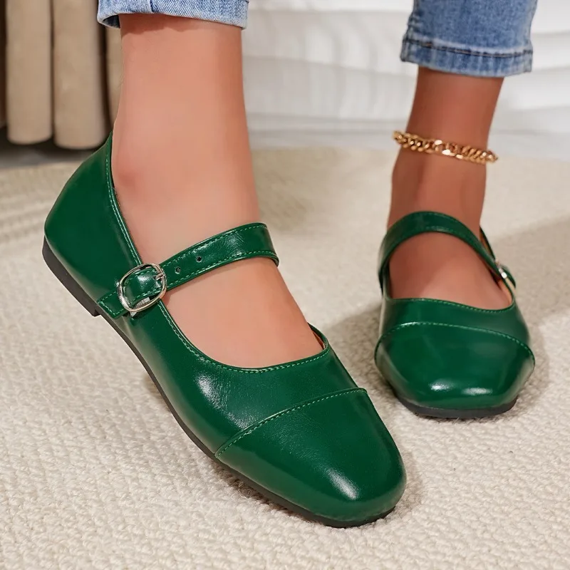 New Spring Fashion Solid Color Women's Mary Jane Shoes 2026 Luxury Round Toe Buckle Loafers Comfortable Office Womens Flat Shoes