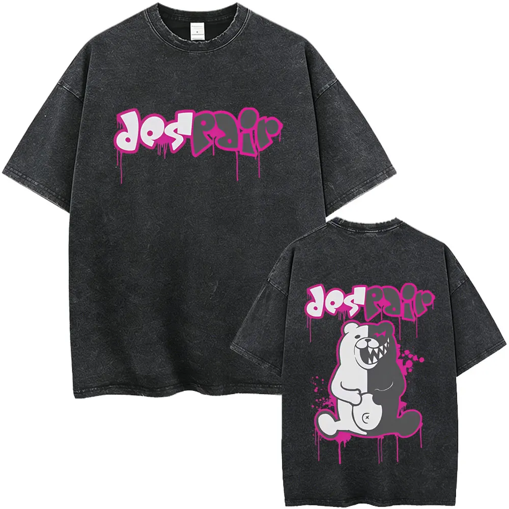 Washed Vintage Anime Danganronpa Moms Against Nagito Komaeda Graphic T-shirts Men Manga Funny Oversized Short Sleeve T Shirts