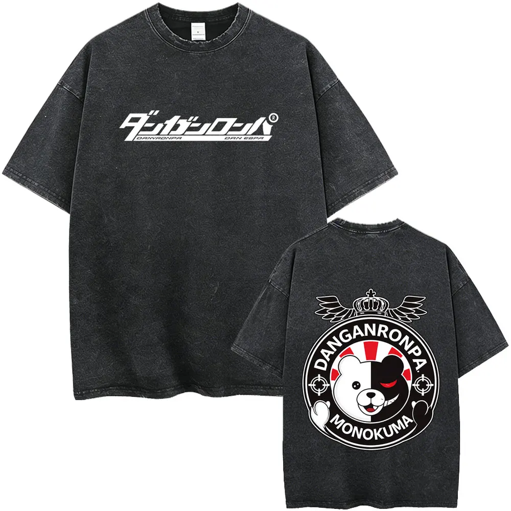 Washed Vintage Anime Danganronpa Moms Against Nagito Komaeda Graphic T-shirts Men Manga Funny Oversized Short Sleeve T Shirts