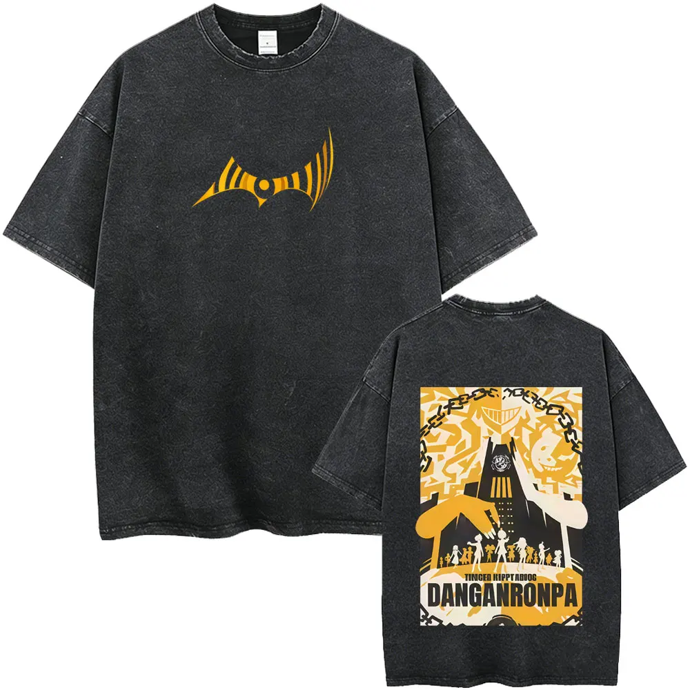 Washed Vintage Anime Danganronpa Moms Against Nagito Komaeda Graphic T-shirts Men Manga Funny Oversized Short Sleeve T Shirts