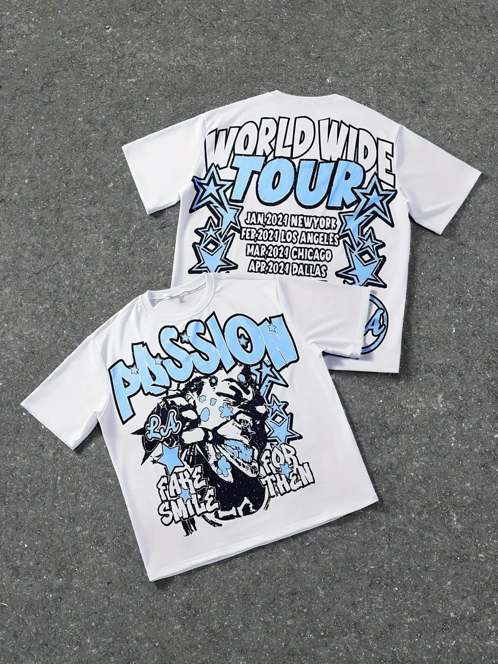 European and American men's summer personalized letter print comfortable and breathable round neck T-shirt outdoor street top