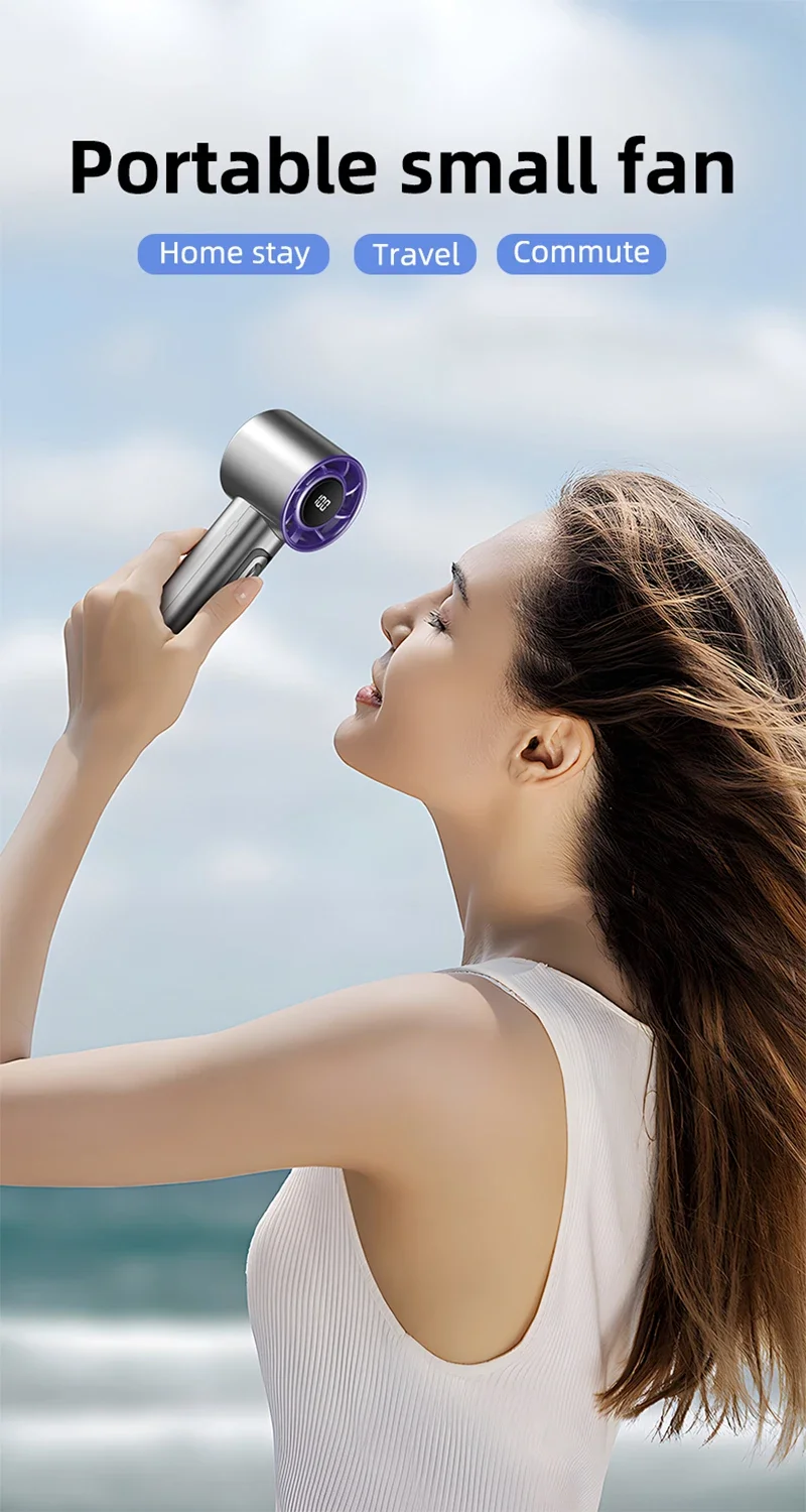 Lenovo Handheld Fan 100 Speeds Adjustable USB Rechargeable Mini Turbo High Speed Cooling Fan for Outdoor Travel Office Home New
