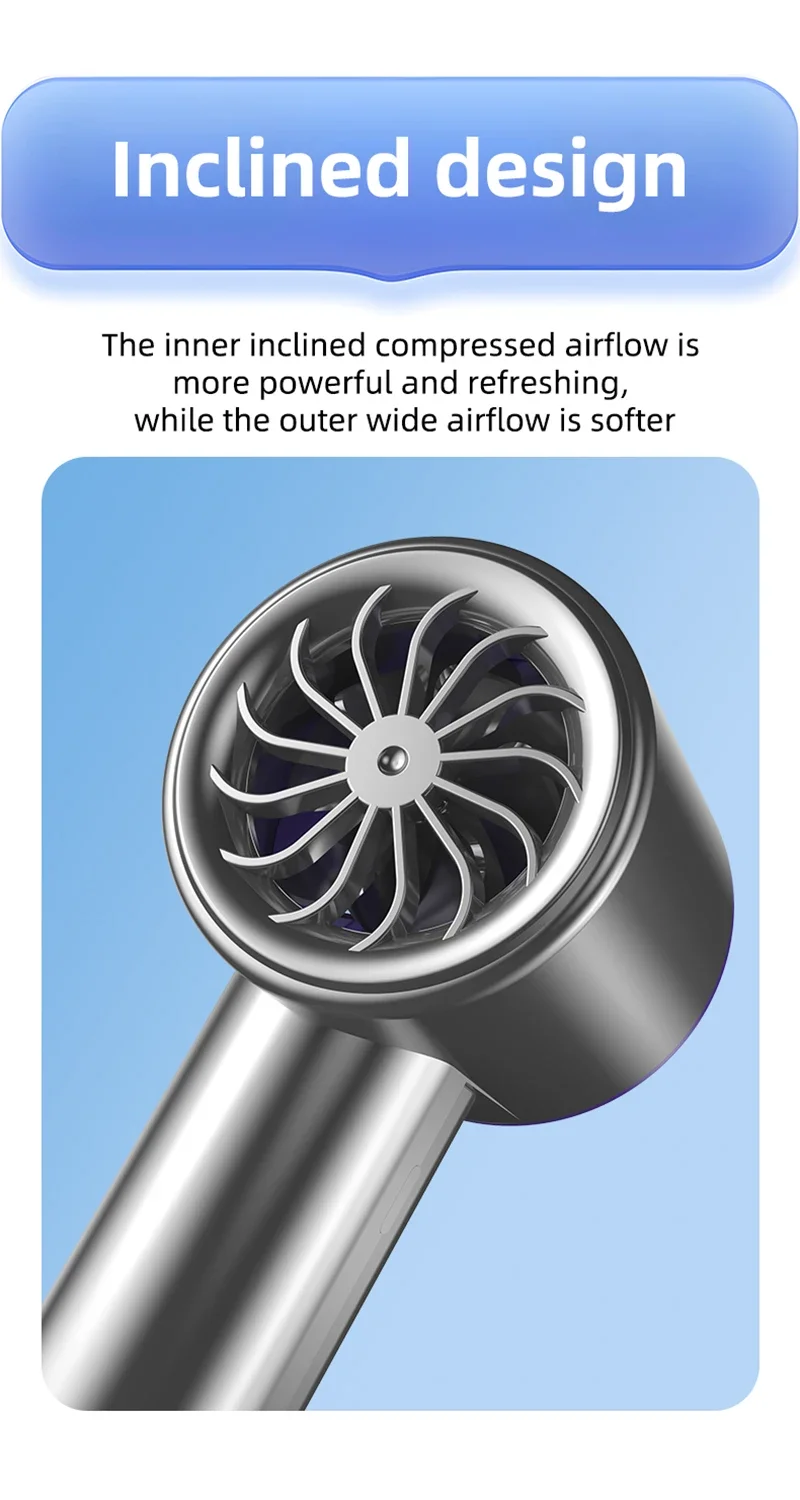 Lenovo Handheld Fan 100 Speeds Adjustable USB Rechargeable Mini Turbo High Speed Cooling Fan for Outdoor Travel Office Home New