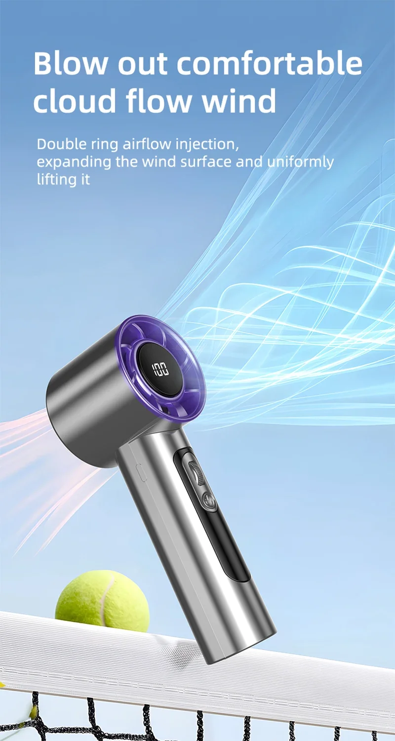 Lenovo Handheld Fan 100 Speeds Adjustable USB Rechargeable Mini Turbo High Speed Cooling Fan for Outdoor Travel Office Home New