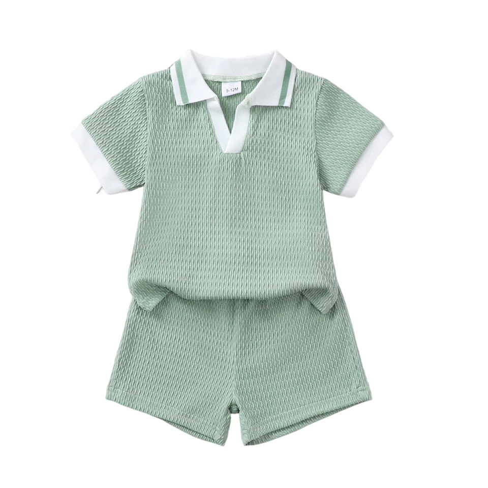 2Pcs Baby Boy Outfit Set Summer Fresh casual Short Sleeve Lapel Shirt + Shorts Toddler Infant Casual Kids Clothing For 0‑3Years
