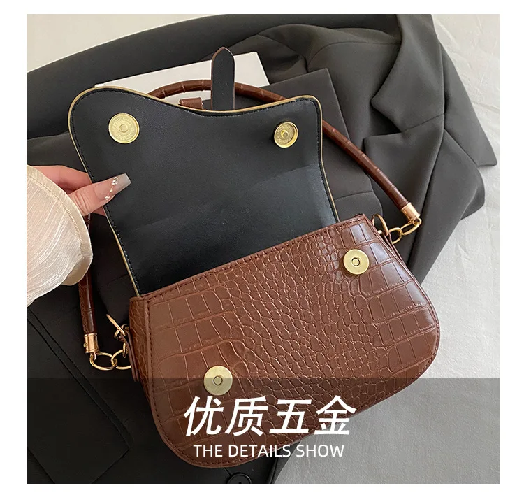 New Trendy Black Square Underarm Bag Fashion Women's Saddle Bag Casual Single Shoulder Soft PU Leather Crossbody Bag Female