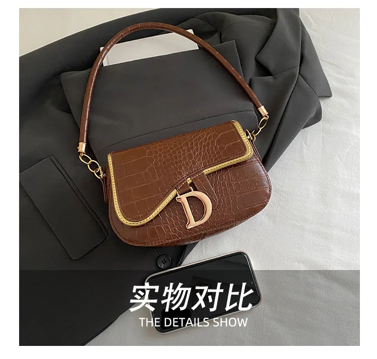 New Trendy Black Square Underarm Bag Fashion Women's Saddle Bag Casual Single Shoulder Soft PU Leather Crossbody Bag Female