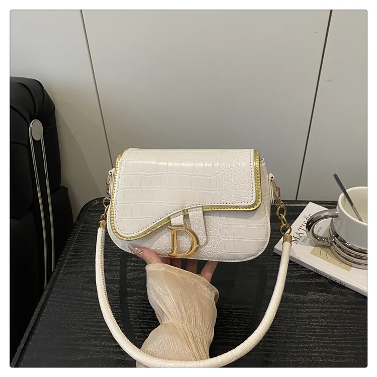 New Trendy Black Square Underarm Bag Fashion Women's Saddle Bag Casual Single Shoulder Soft PU Leather Crossbody Bag Female