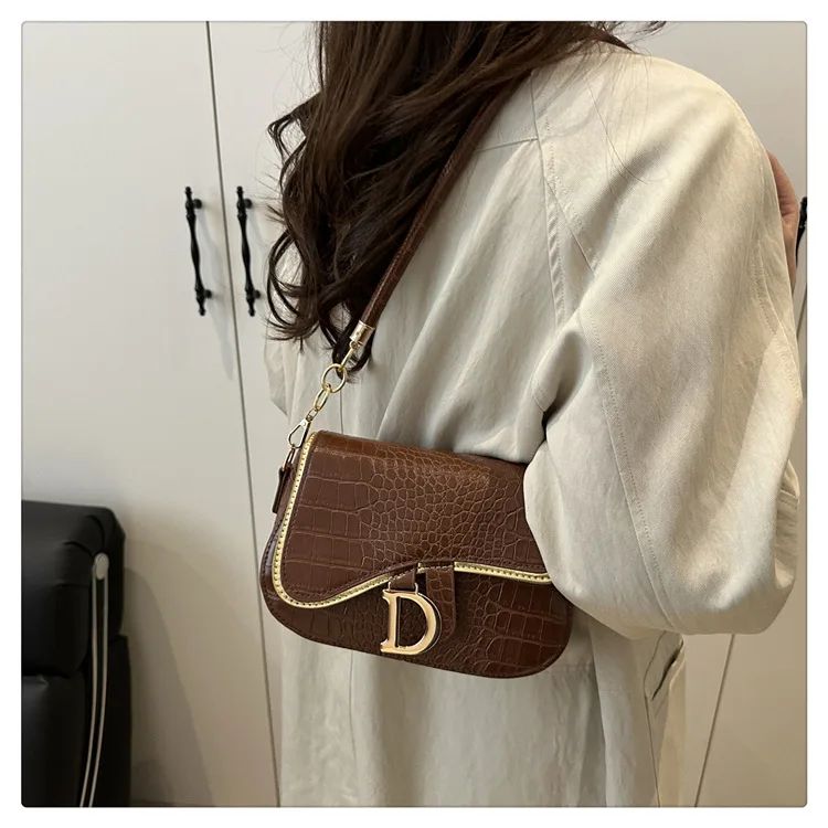 New Trendy Black Square Underarm Bag Fashion Women's Saddle Bag Casual Single Shoulder Soft PU Leather Crossbody Bag Female