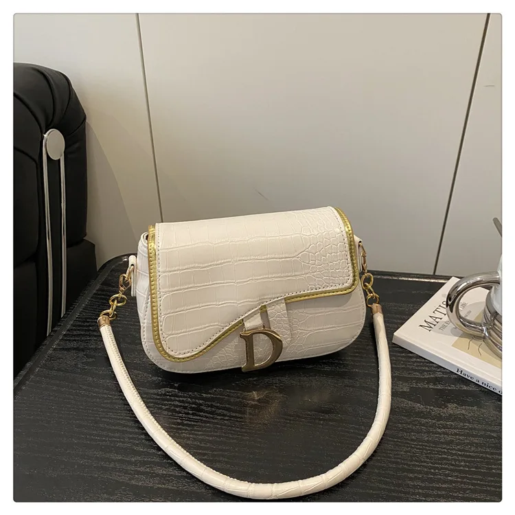 New Trendy Black Square Underarm Bag Fashion Women's Saddle Bag Casual Single Shoulder Soft PU Leather Crossbody Bag Female