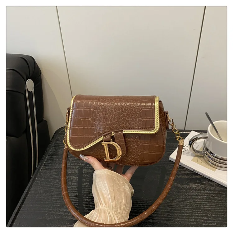 New Trendy Black Square Underarm Bag Fashion Women's Saddle Bag Casual Single Shoulder Soft PU Leather Crossbody Bag Female