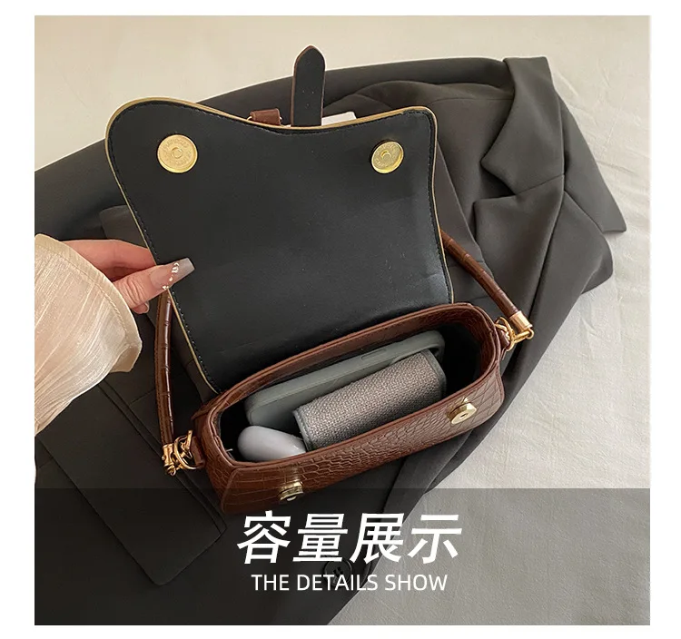 New Trendy Black Square Underarm Bag Fashion Women's Saddle Bag Casual Single Shoulder Soft PU Leather Crossbody Bag Female
