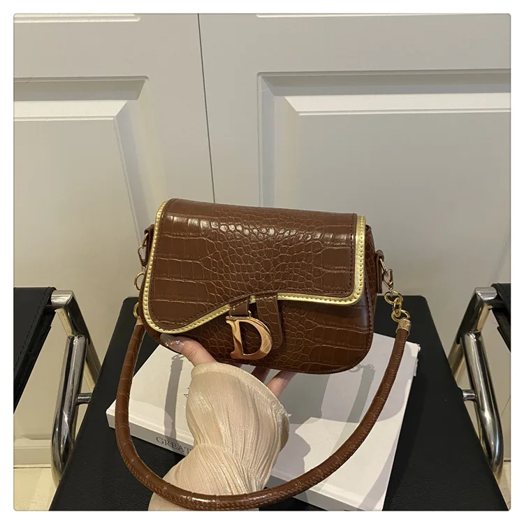 New Trendy Black Square Underarm Bag Fashion Women's Saddle Bag Casual Single Shoulder Soft PU Leather Crossbody Bag Female