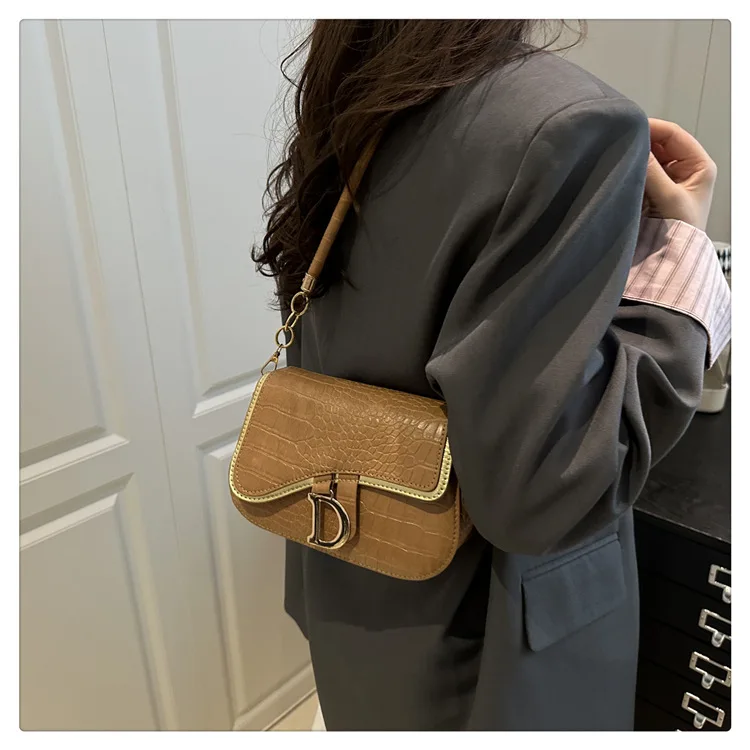 New Trendy Black Square Underarm Bag Fashion Women's Saddle Bag Casual Single Shoulder Soft PU Leather Crossbody Bag Female