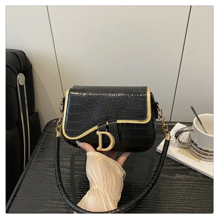 New Trendy Black Square Underarm Bag Fashion Women's Saddle Bag Casual Single Shoulder Soft PU Leather Crossbody Bag Female