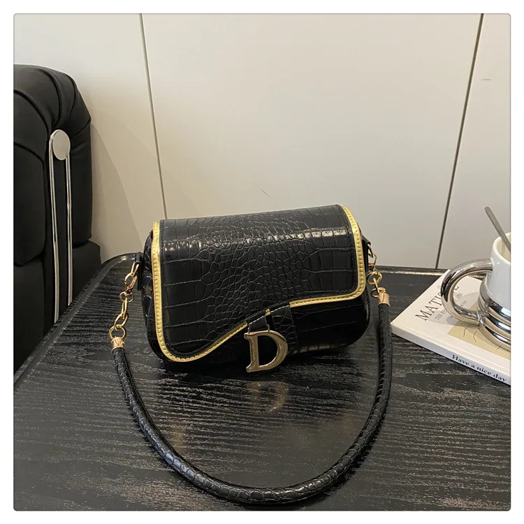 New Trendy Black Square Underarm Bag Fashion Women's Saddle Bag Casual Single Shoulder Soft PU Leather Crossbody Bag Female