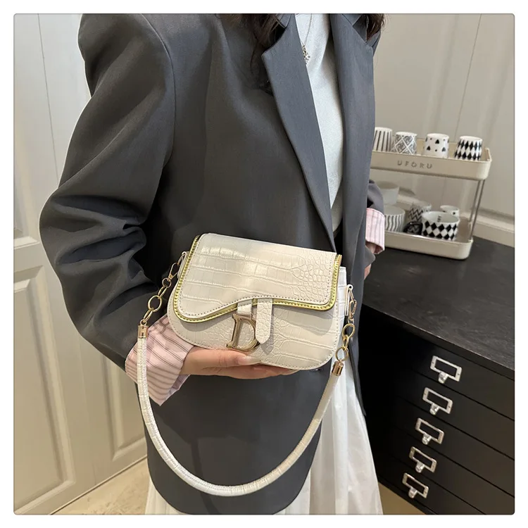 New Trendy Black Square Underarm Bag Fashion Women's Saddle Bag Casual Single Shoulder Soft PU Leather Crossbody Bag Female