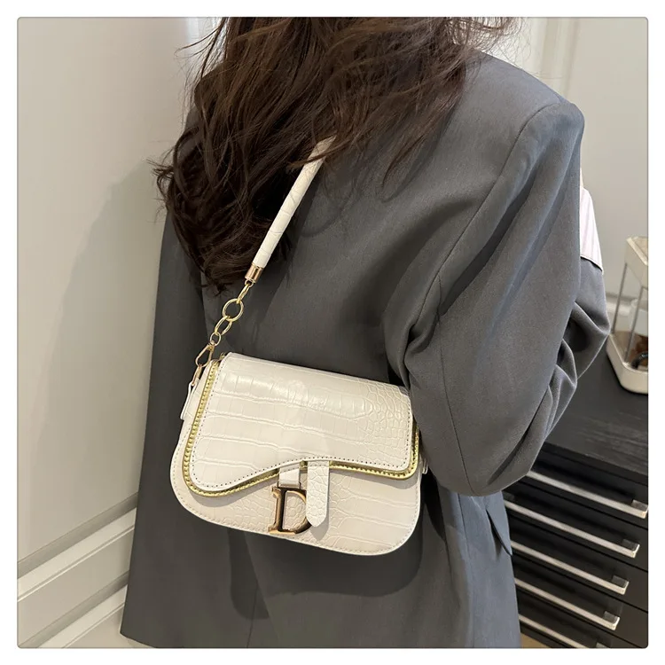 New Trendy Black Square Underarm Bag Fashion Women's Saddle Bag Casual Single Shoulder Soft PU Leather Crossbody Bag Female