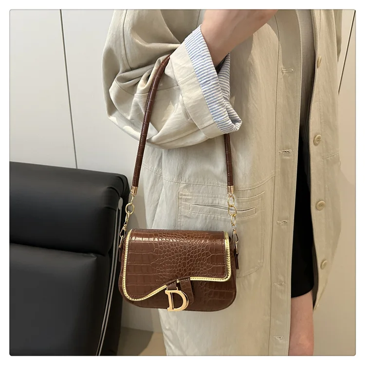 New Trendy Black Square Underarm Bag Fashion Women's Saddle Bag Casual Single Shoulder Soft PU Leather Crossbody Bag Female