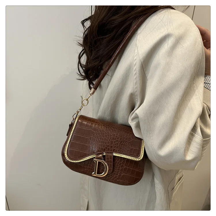 New Trendy Black Square Underarm Bag Fashion Women's Saddle Bag Casual Single Shoulder Soft PU Leather Crossbody Bag Female