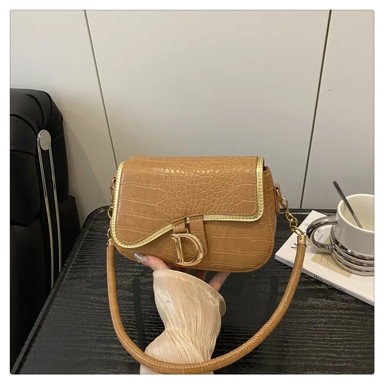 New Trendy Black Square Underarm Bag Fashion Women's Saddle Bag Casual Single Shoulder Soft PU Leather Crossbody Bag Female