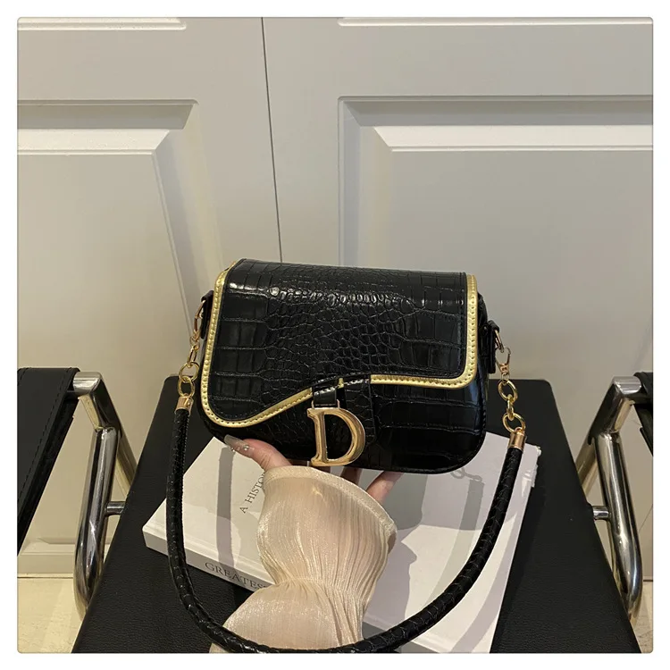 New Trendy Black Square Underarm Bag Fashion Women's Saddle Bag Casual Single Shoulder Soft PU Leather Crossbody Bag Female