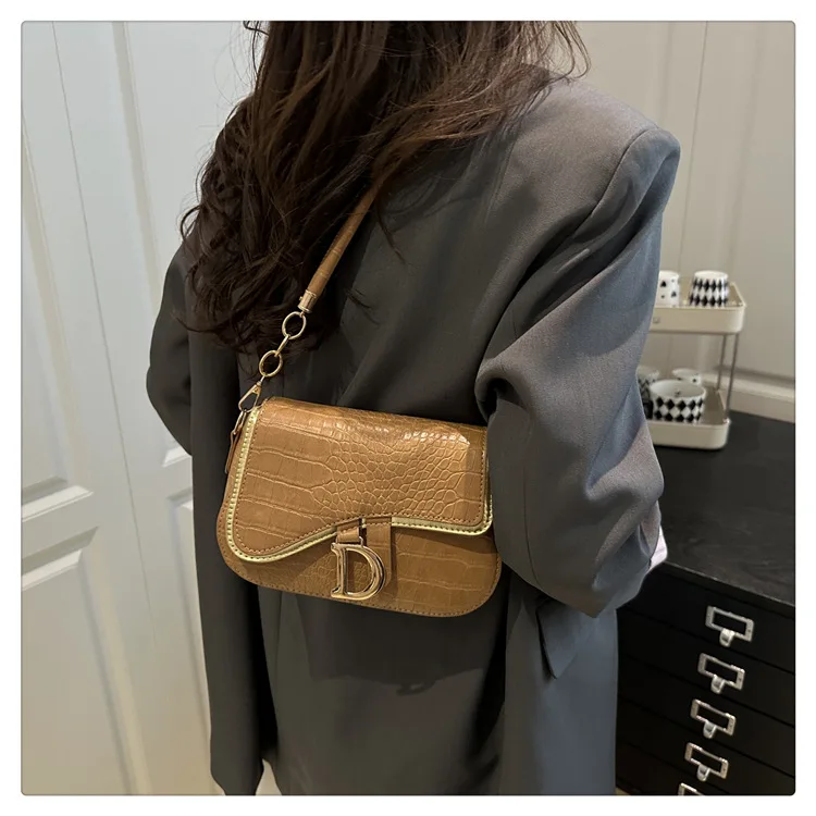 New Trendy Black Square Underarm Bag Fashion Women's Saddle Bag Casual Single Shoulder Soft PU Leather Crossbody Bag Female