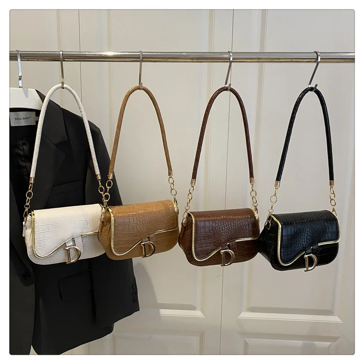 New Trendy Black Square Underarm Bag Fashion Women's Saddle Bag Casual Single Shoulder Soft PU Leather Crossbody Bag Female