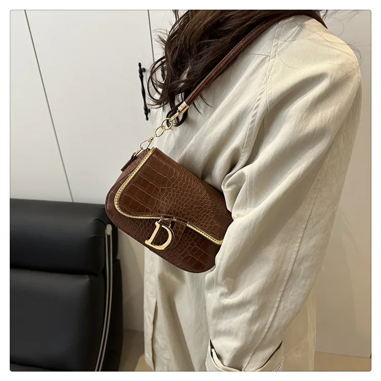 New Trendy Black Square Underarm Bag Fashion Women's Saddle Bag Casual Single Shoulder Soft PU Leather Crossbody Bag Female