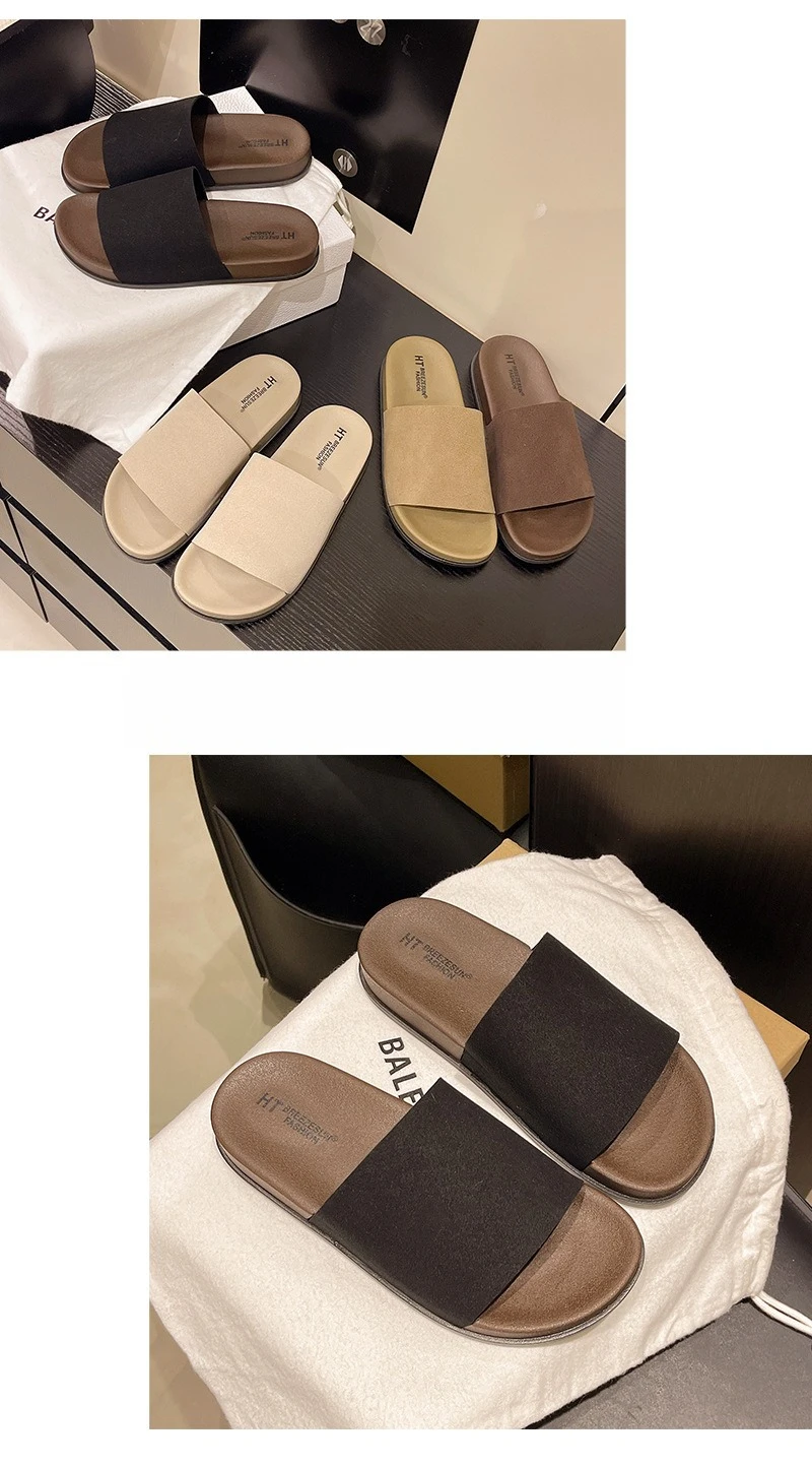 2026 Fashion Simple Suede Slip-On Anti-Slip Shoes for Women Summer Outing Flat Open-Toe Birken-Style Half Slippers