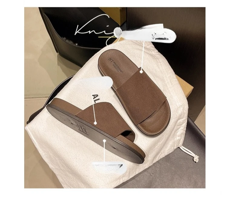 2026 Fashion Simple Suede Slip-On Anti-Slip Shoes for Women Summer Outing Flat Open-Toe Birken-Style Half Slippers