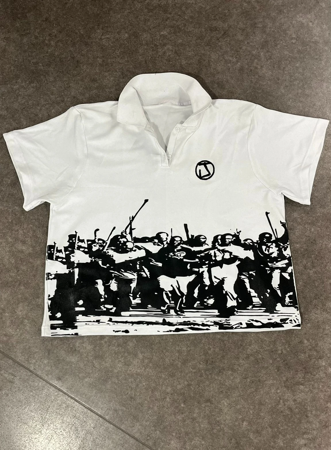 Top Harajuku Men's Polo-shirts Y2K High Street Punk European and American Spring Summer New Men Retro Shirt Cross Print