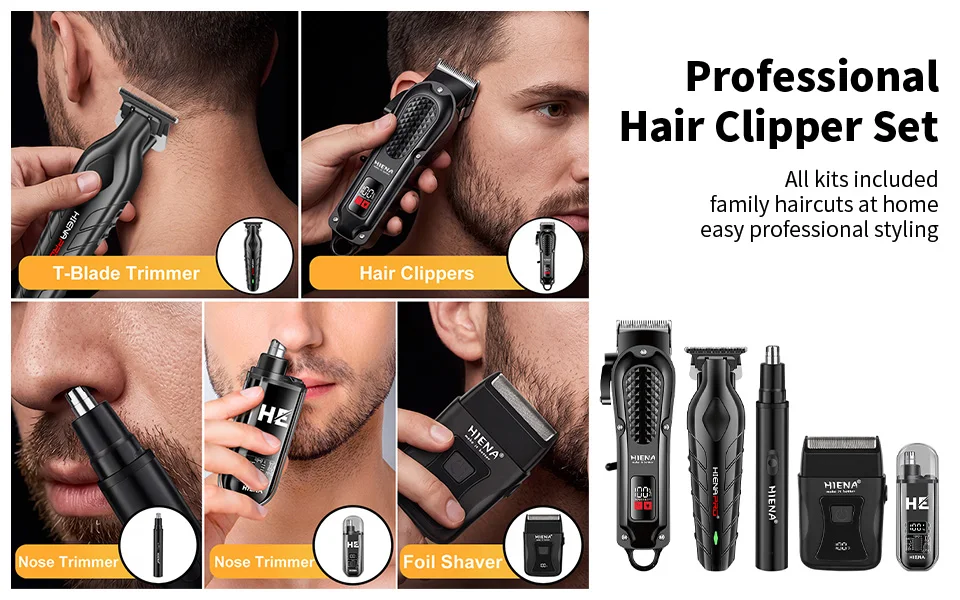 Hair Clipper Cordless 5-1 Electric Hair Cutting Machine Portable Shaver Barber USB Fast Charging Hair Trimmer For men gift tools