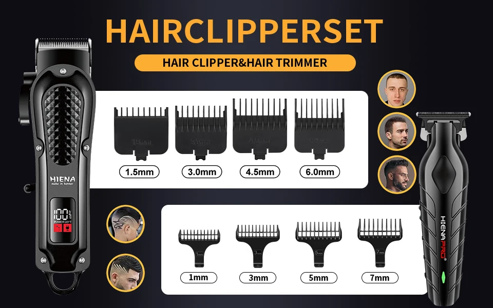 Hair Clipper Cordless 5-1 Electric Hair Cutting Machine Portable Shaver Barber USB Fast Charging Hair Trimmer For men gift tools