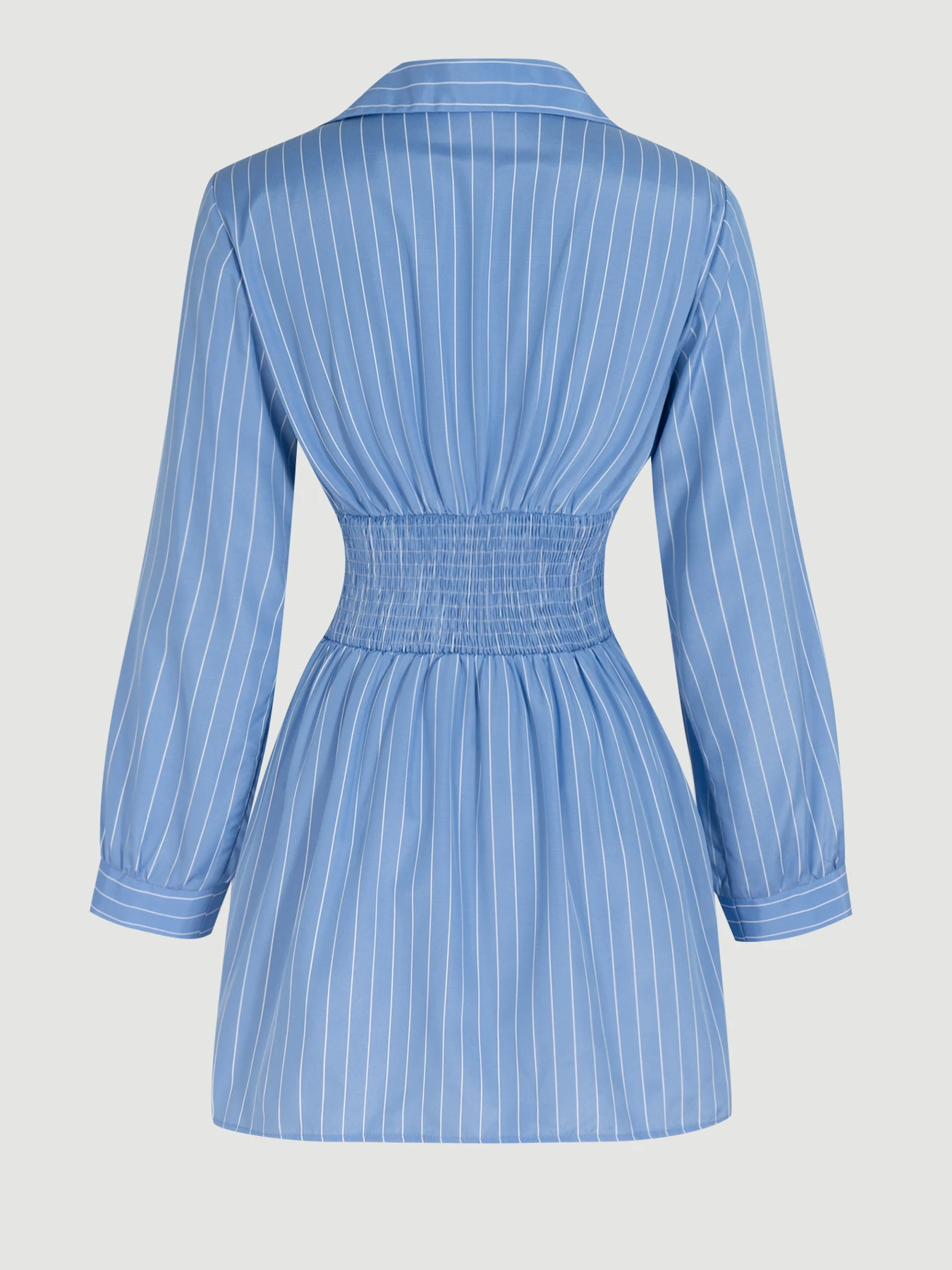 Women Casual Dresses Long Sleeve Striped Wrap Waist Shirt Dress Elegant Spring Summer Office Brunch Lightweight Mini Dress