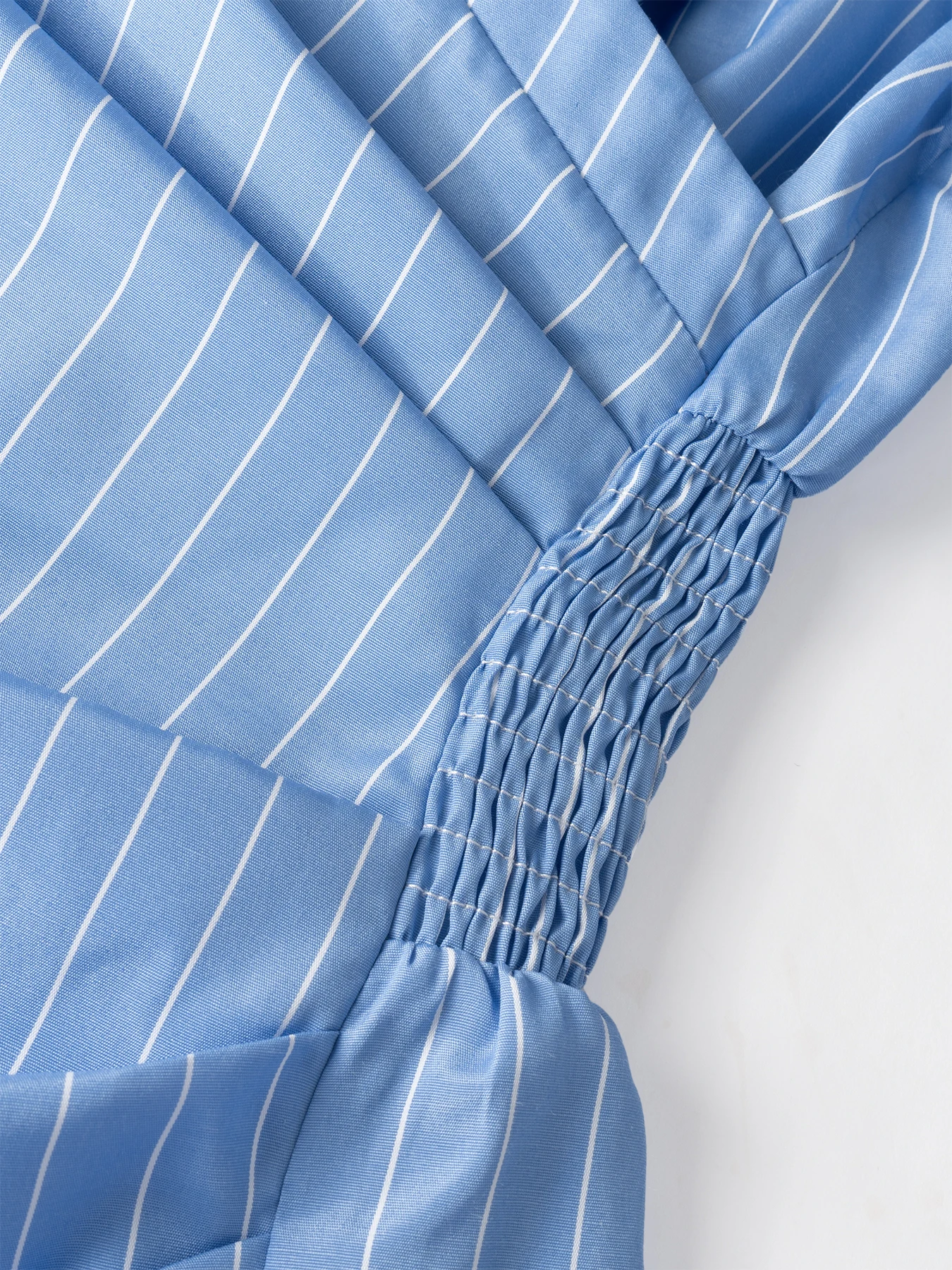 Women Casual Dresses Long Sleeve Striped Wrap Waist Shirt Dress Elegant Spring Summer Office Brunch Lightweight Mini Dress