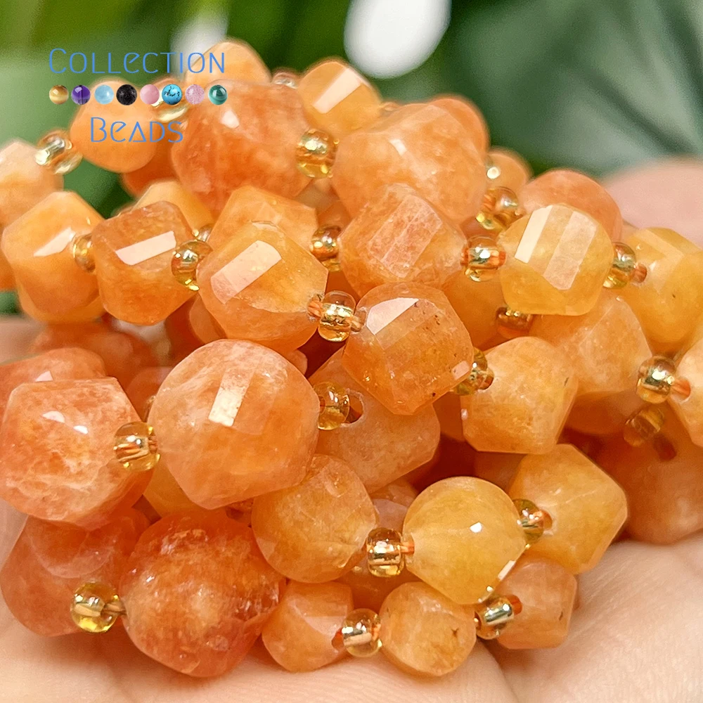 6 8 10mm Natural Stone Beads Orange Angel Jade Faceted Round Beads Loose Beads for Jewelry Making Diy Beading Accessory