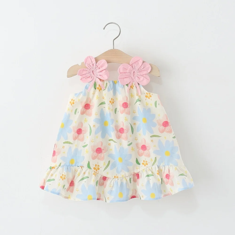 Baby Girl Dress Summer Flower Strap Girl Dress Cute Beach Princess Baby Dress Baby Girl Clothing