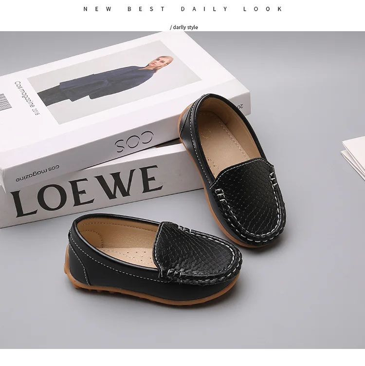 JGSHOWKITO 2026 Brand New Boys Casual Loafers Fashion Classic Soft PU Slip-on Kids Wedding Party Leather Flats Moccasins Trendy